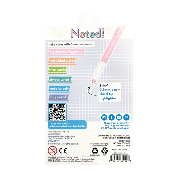 Noted! 2-In-1 Micro Fine Tip Pens & Highlighters