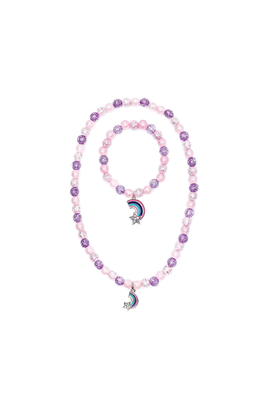 Purple/Pink Rainbow Necklace & Bracelet Set