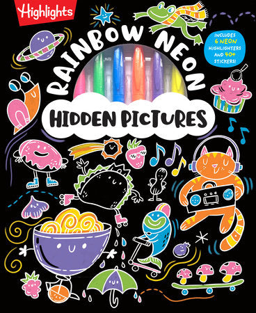 Highlights Rainbow Neon Hidden Pictures Colouring Book