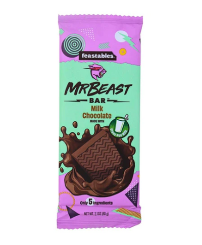 TikTok candy Feastables Milk Chocolate Mr Beast Bar, trendy candy bar