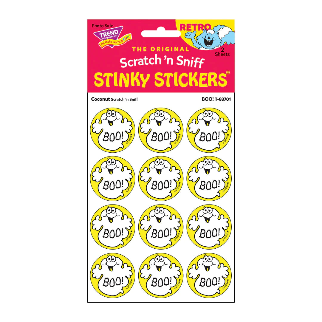 Boo! Coconut Scent Retro Scratch 'n Sniff Stinky Stickers