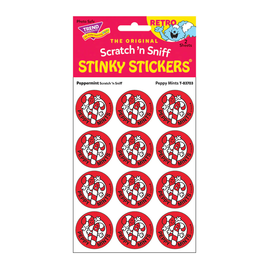 Peppy Mints Peppermint Scent Retro Scratch 'n Sniff Stinky Stickers
