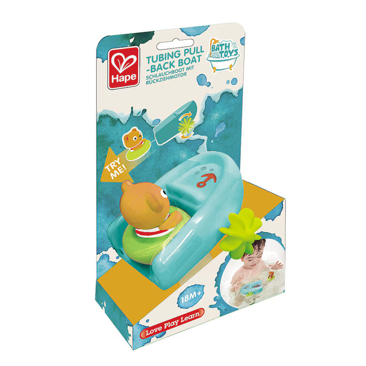 Hape Tubing Teddy with Pull-back Boat