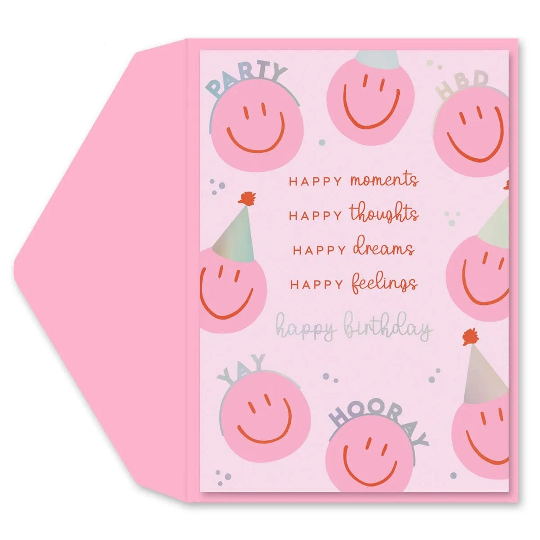 Pink Smiley Birthday Card
