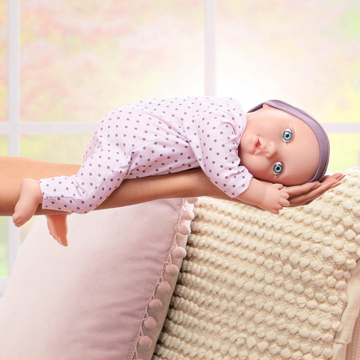 LullaBaby - 14"Baby Doll with Lilac Polka Dot Pajamas