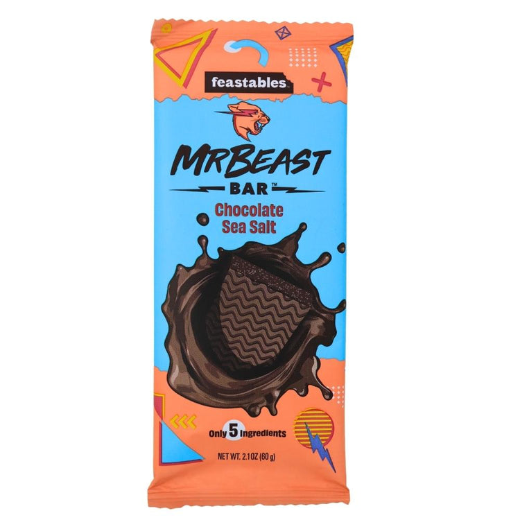 Feastables chocolate sea salt mr beast bar, available at Toytown in Toronto, Ontario, Canada
