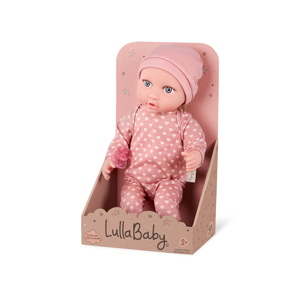 LullaBaby - 14"Baby Doll with Pink Heart Pajamas