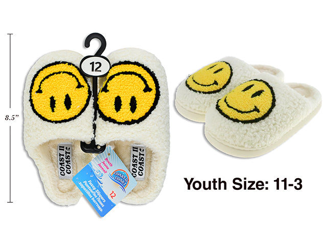 Youth Fuzzy Emoji Slippers