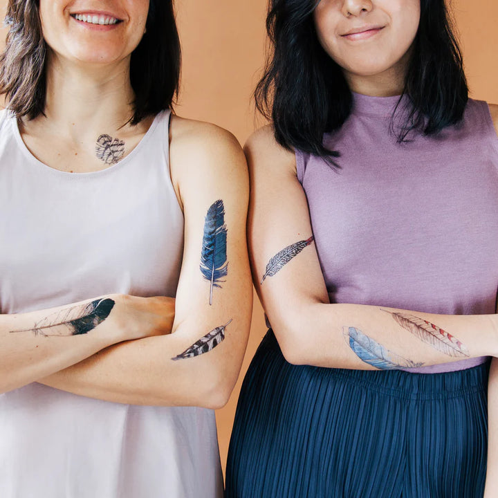 Tattly Watercolor Feather Tattoo Set