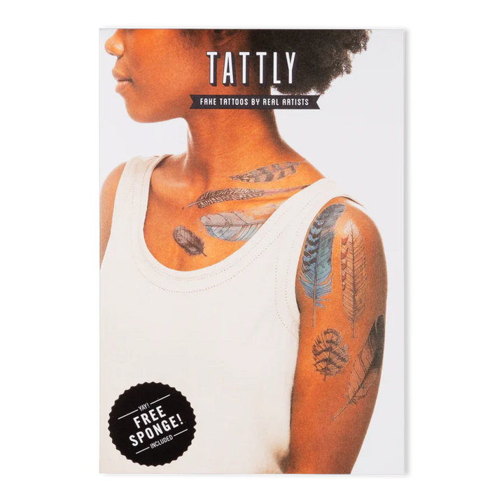 Tattly Watercolor Feather Tattoo Set