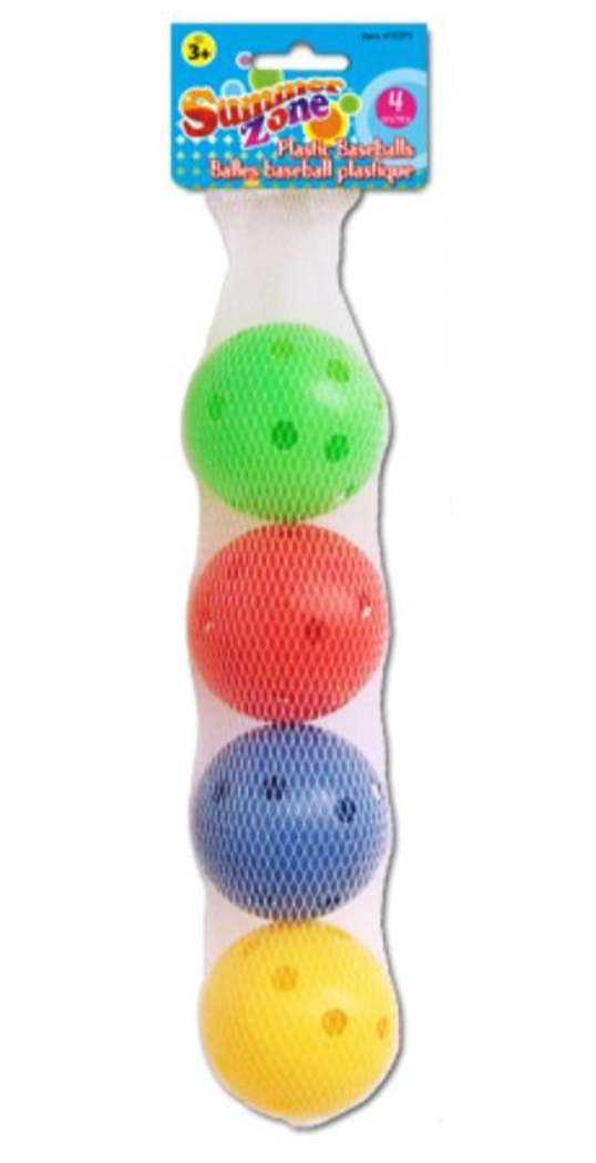 Plastic Baseballs 4 Pack