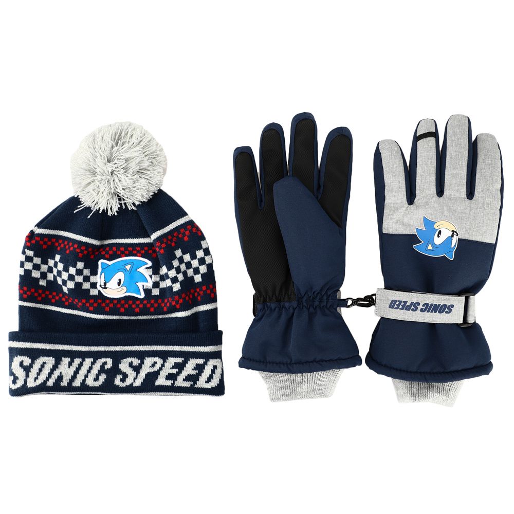 Sonic the Hedgehog Youth Beanie and Ski Glove Set