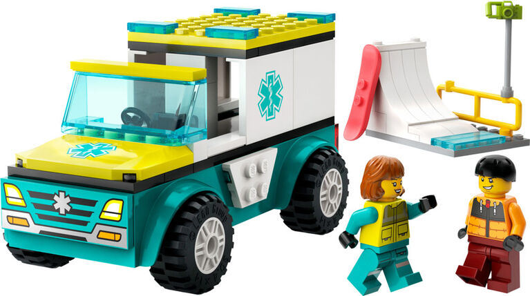 Lego City Emergency Ambulance & Snowboarder