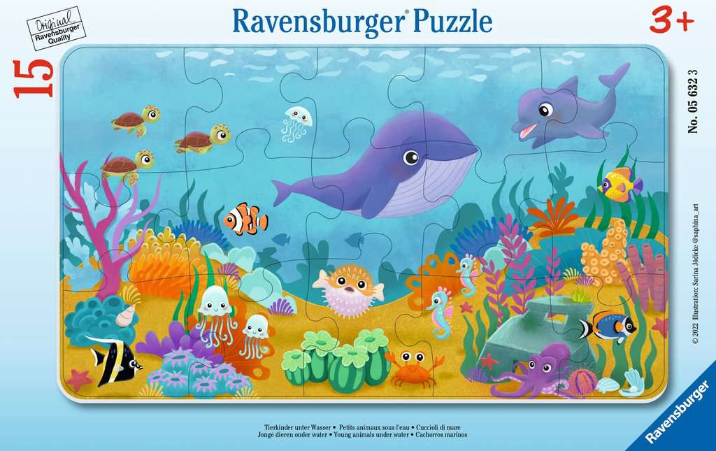 Ravensburger Young Animals Under Water Frame Puzzle 15 PC