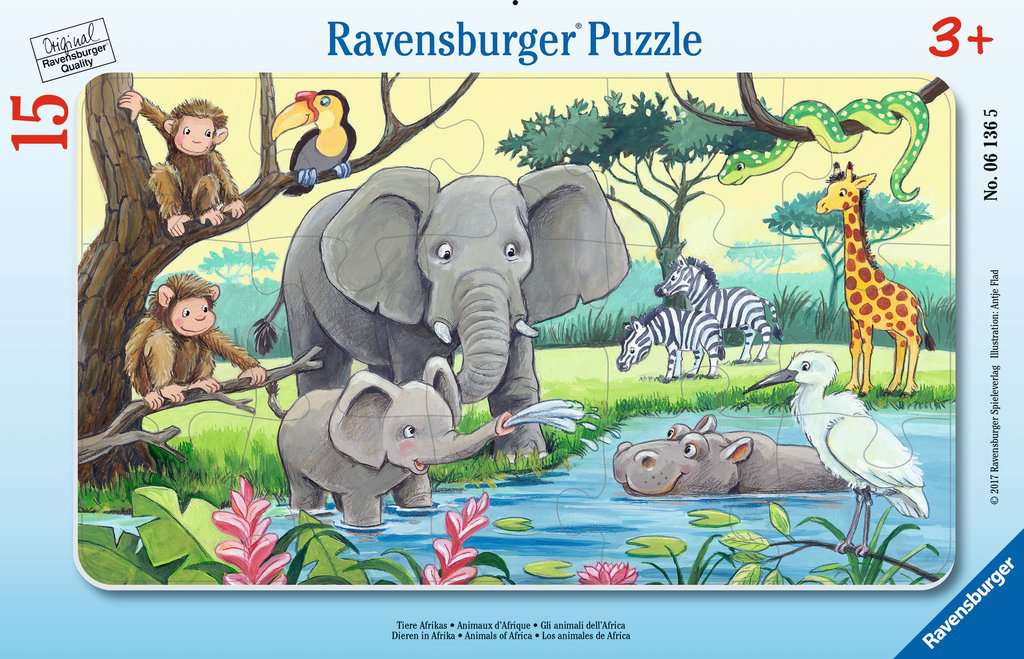 Ravensburger Animals Of Africa Frame Puzzle 15 PC
