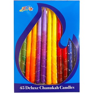 Chanukah Candles- Tall Hand-Dipped Assorted Bright Colours