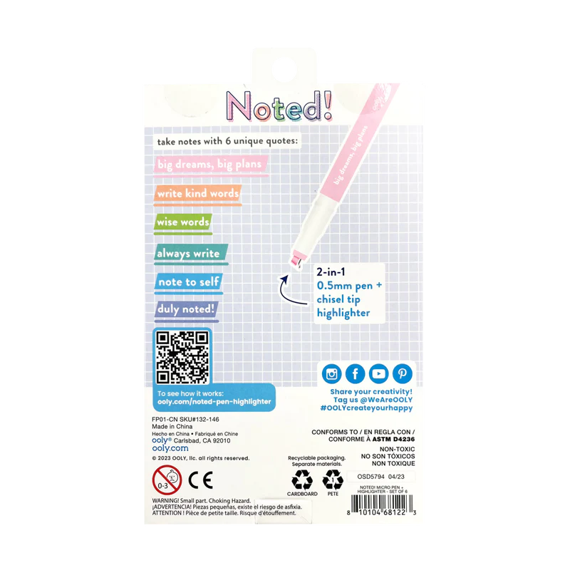 Noted! 2-In-1 Micro Fine Tip Pens & Highlighters