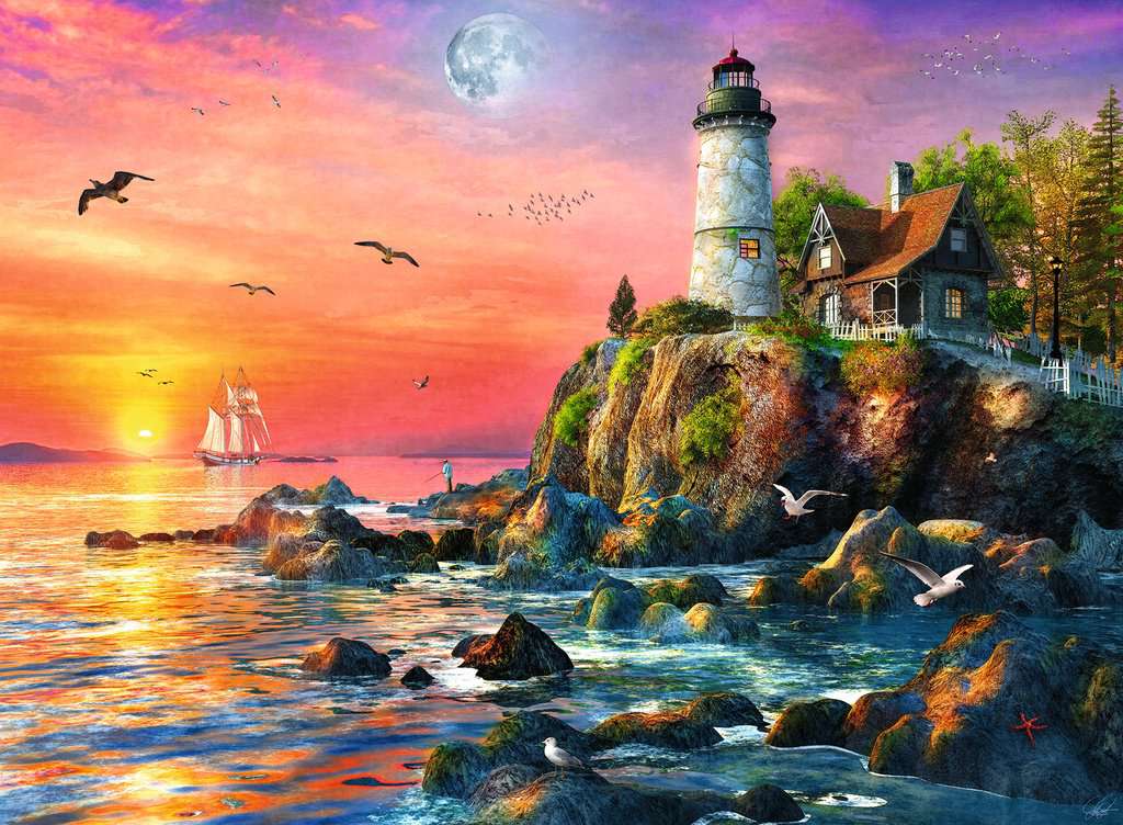 Ravensburger Lighthouse At Sunset Jigsaw Puzzle 500pc