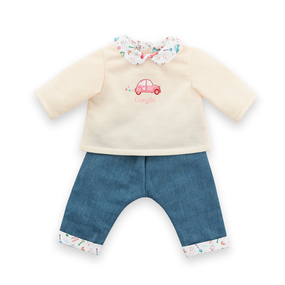 Corolle Baby Doll Week-end in Paris - Long Sleeves T-Shirt & Jeans For 12" Doll
