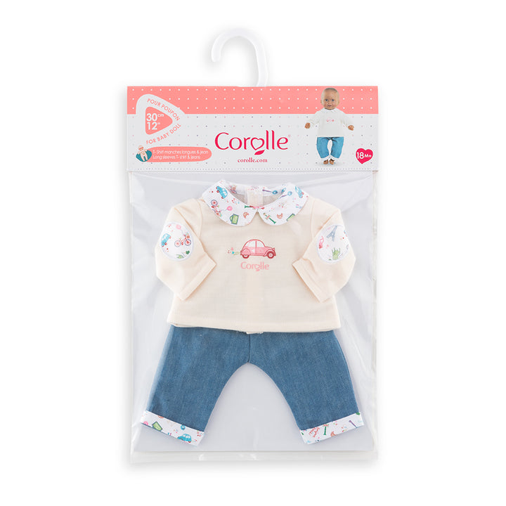 Corolle Baby Doll Week-end in Paris - Long Sleeves T-Shirt & Jeans For 12" Doll