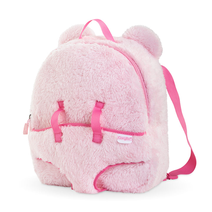 Corolle Baby Doll Carrier Backpack - Pink Plush for 12" Doll
