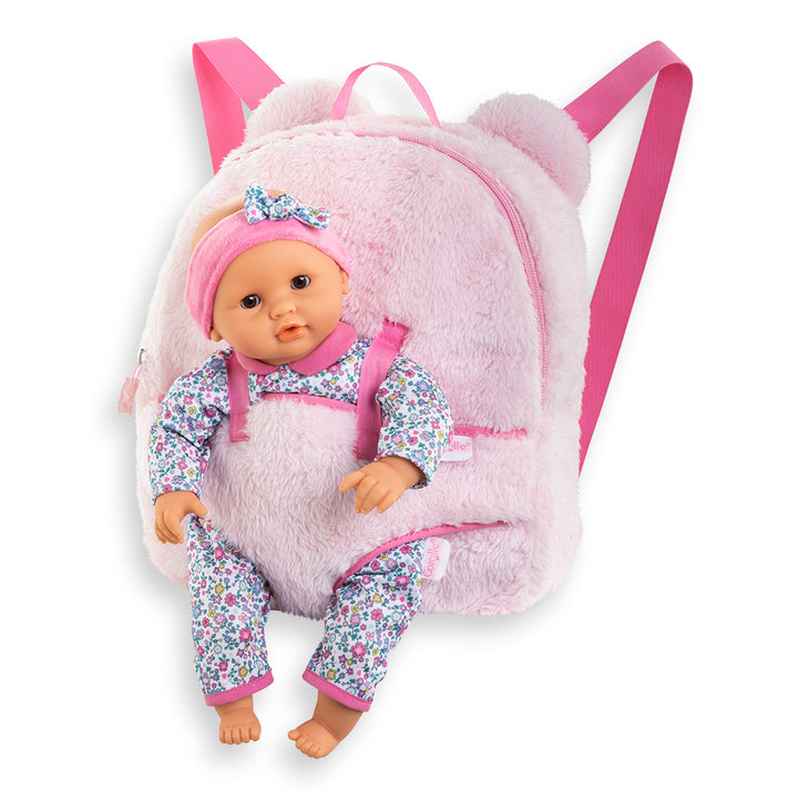 Corolle Baby Doll Carrier Backpack - Pink Plush for 12" Doll