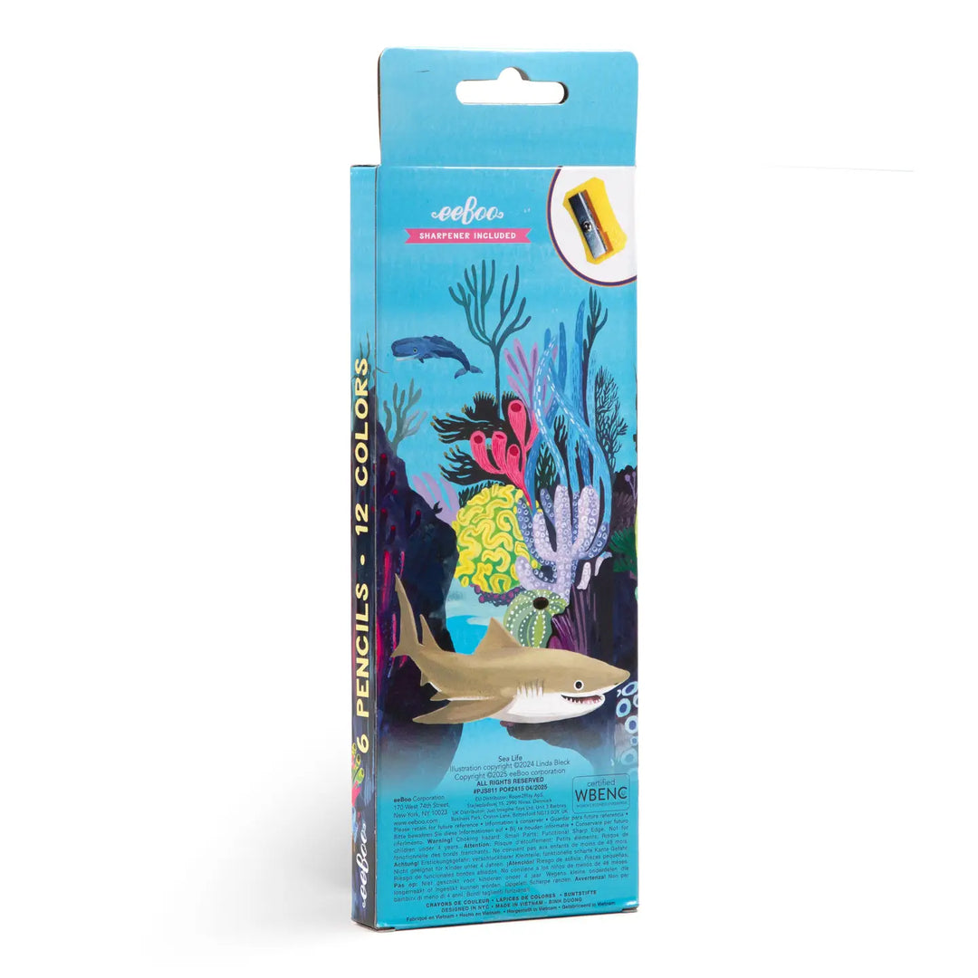 Sea Life 6 Jumbo Double-Sided Colored Pencils