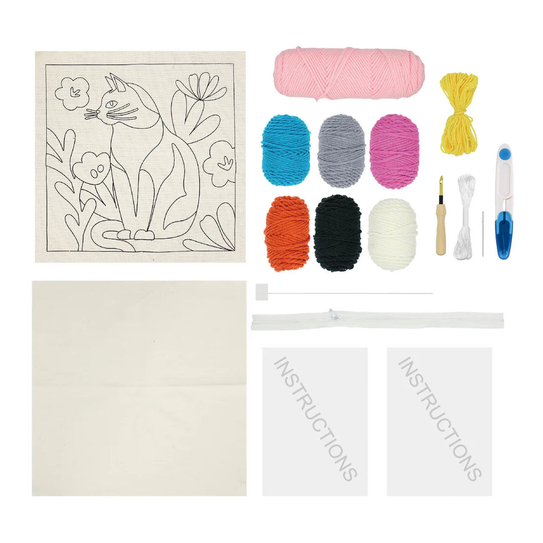 Punch Needle Cat Cushion Set