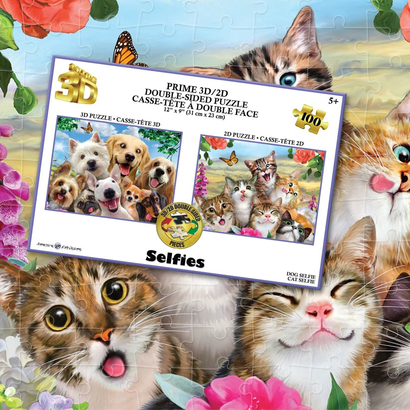Dogs &amp; Cats 3D Lenticular 100 Piece 2-Sided Puzzle