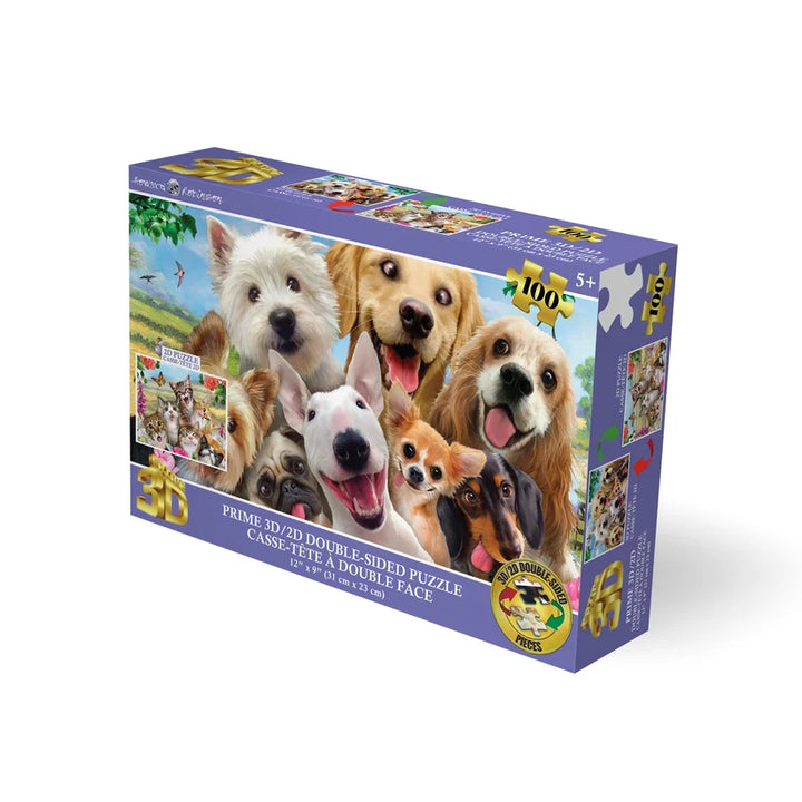 Dogs &amp; Cats 3D Lenticular 100 Piece 2-Sided Puzzle