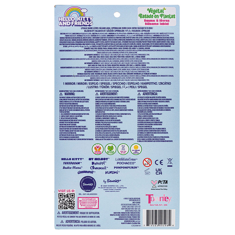 Hello Kitty 4 Pack Lip Balm With Light Up Mirror