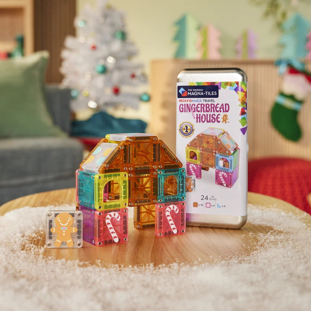 Magna-Tiles MicroMAGS 24 Piece Gingerbread House Travel Set