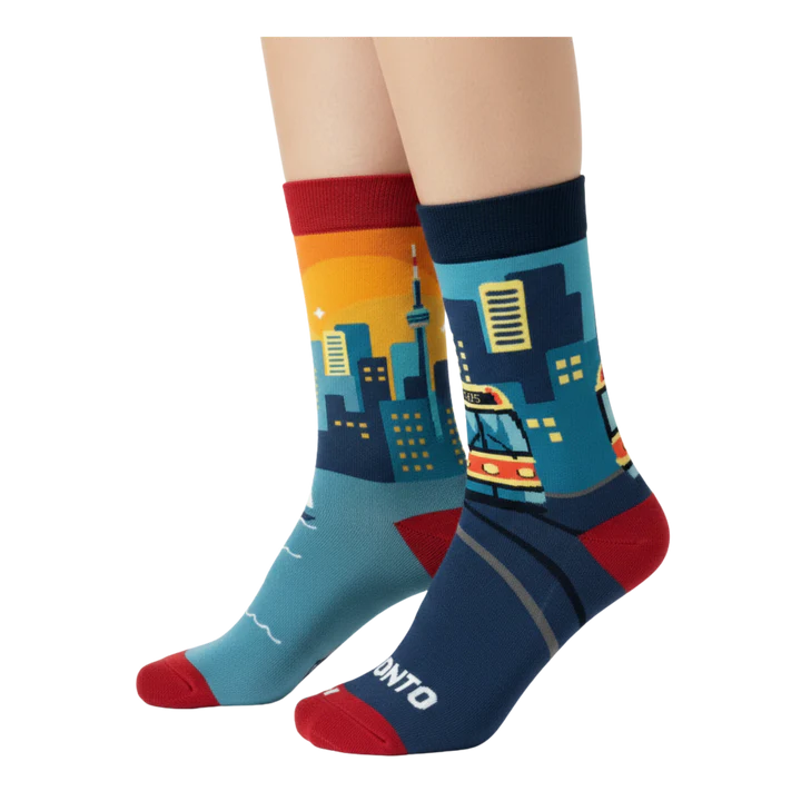 CN Tower and Streetcar Art Socks