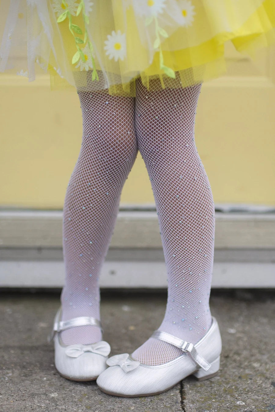 Rhinestone Tights White Size 3-8