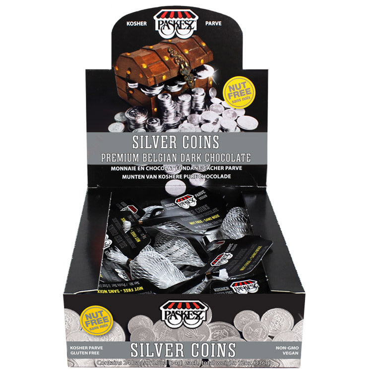 Paskesz Dark Chocolate Silver Coins (Nut Free, Parve)