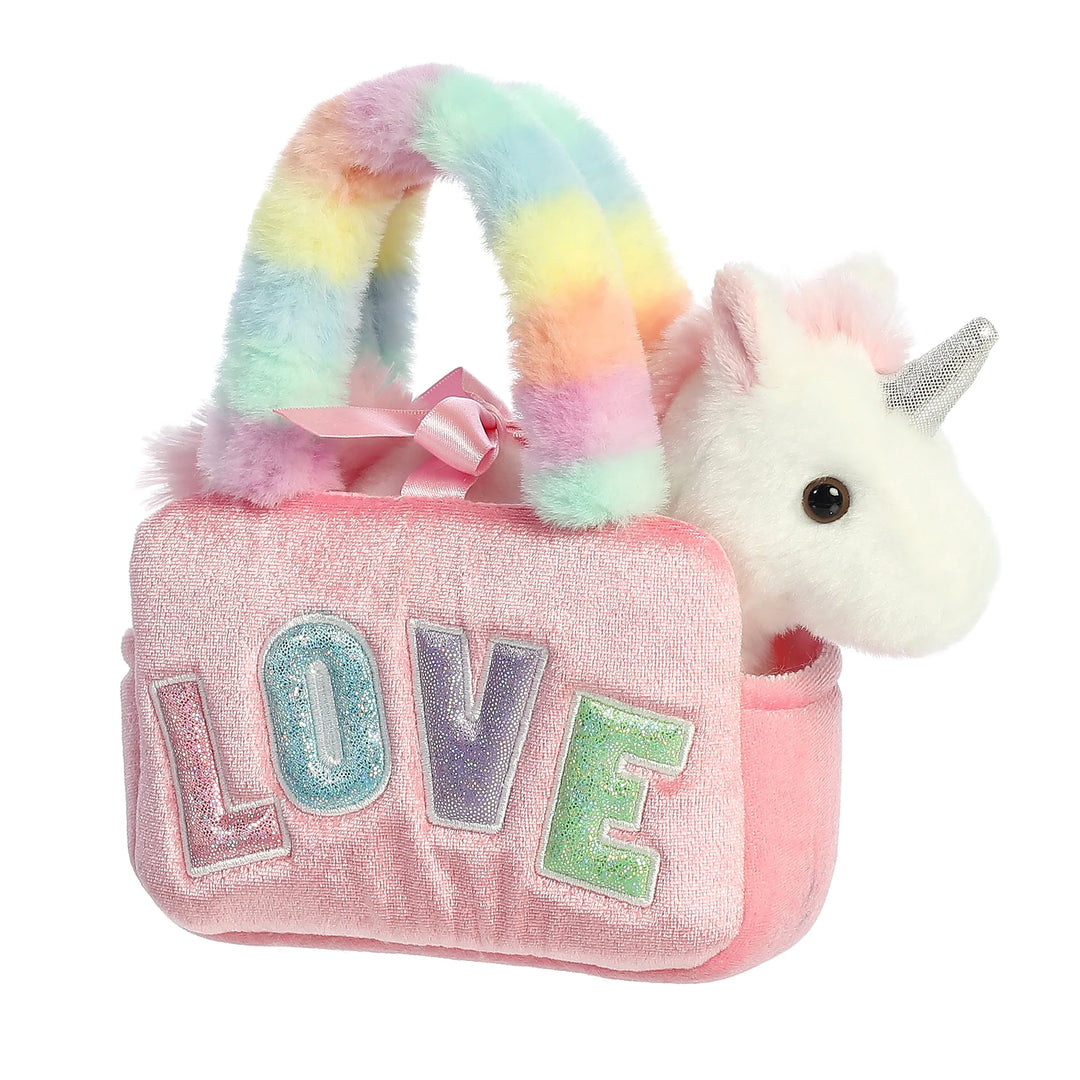 Fancy Pals Rainbow Love Unicorn Pet Carrier 6.5" Plush