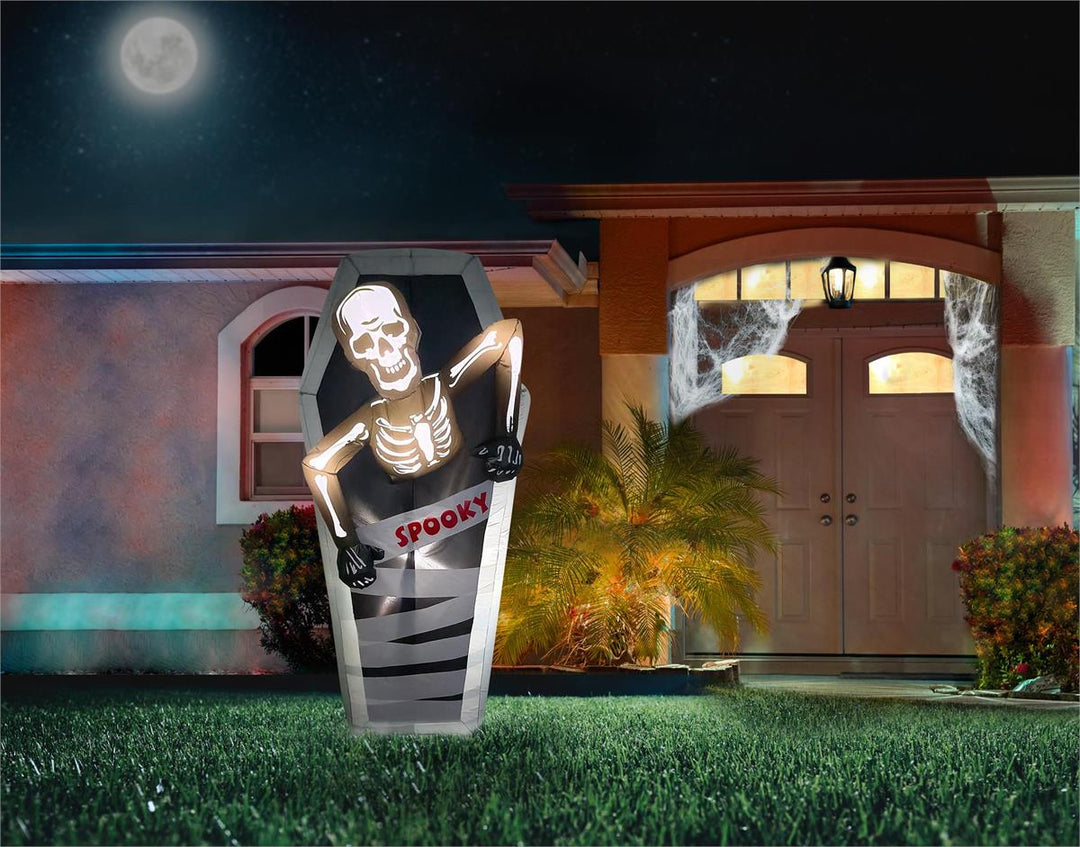 Skeleton In Coffin Inflatable Decoration (7ft)