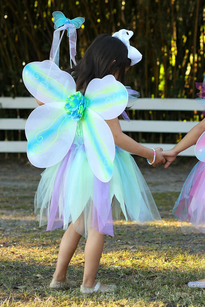 Butterfly Dress & Wings With Wand, Green Multi Size 5-6