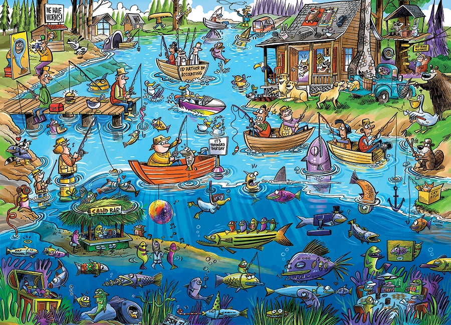 Cobble Hill DoodleTown: Gone Fishing 1000 Piece Puzzle