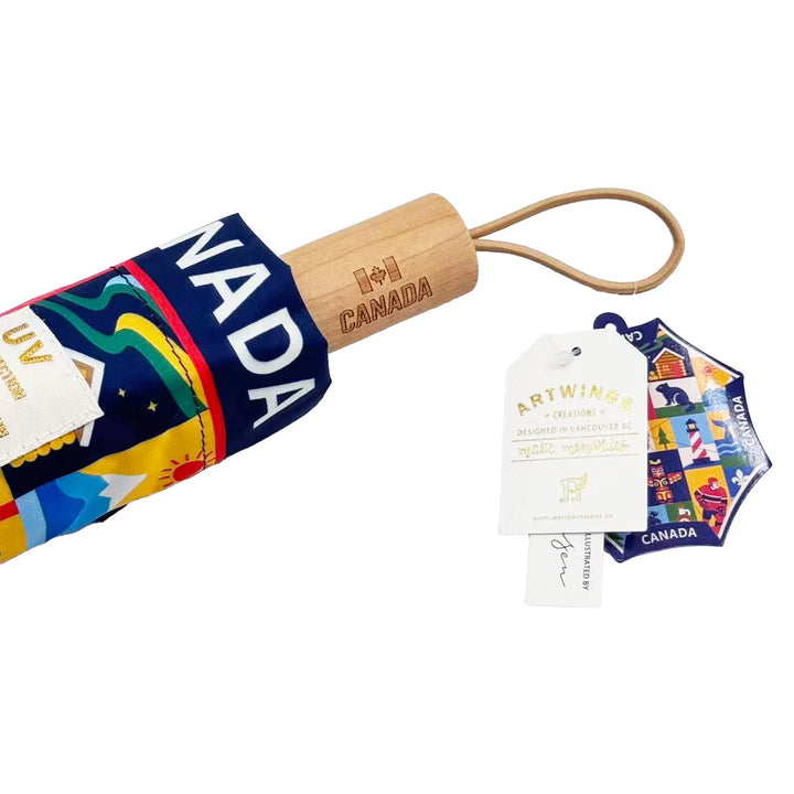 Canada Heritage Icon Collage Folding Umbrella