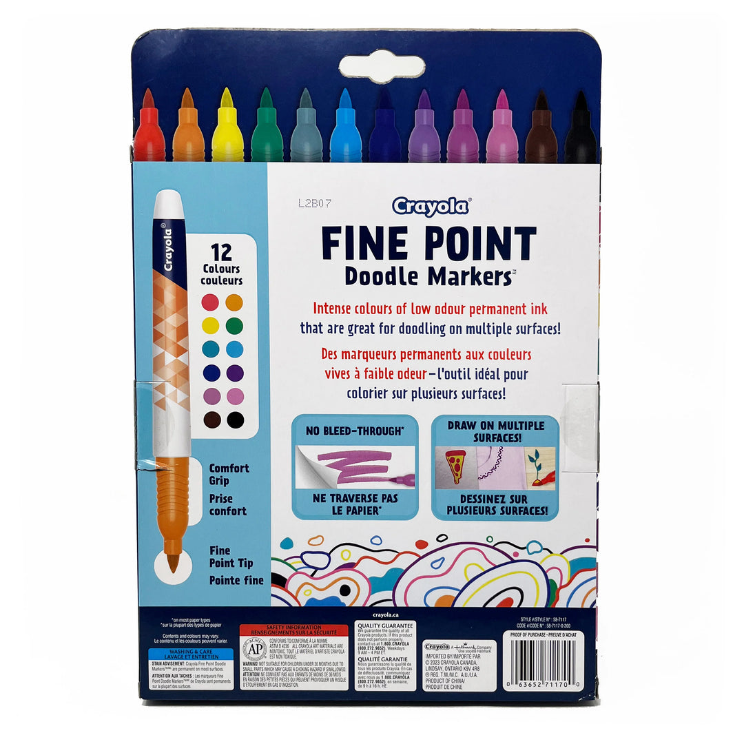 Crayola Fine Point Doodle Markers 12 Count