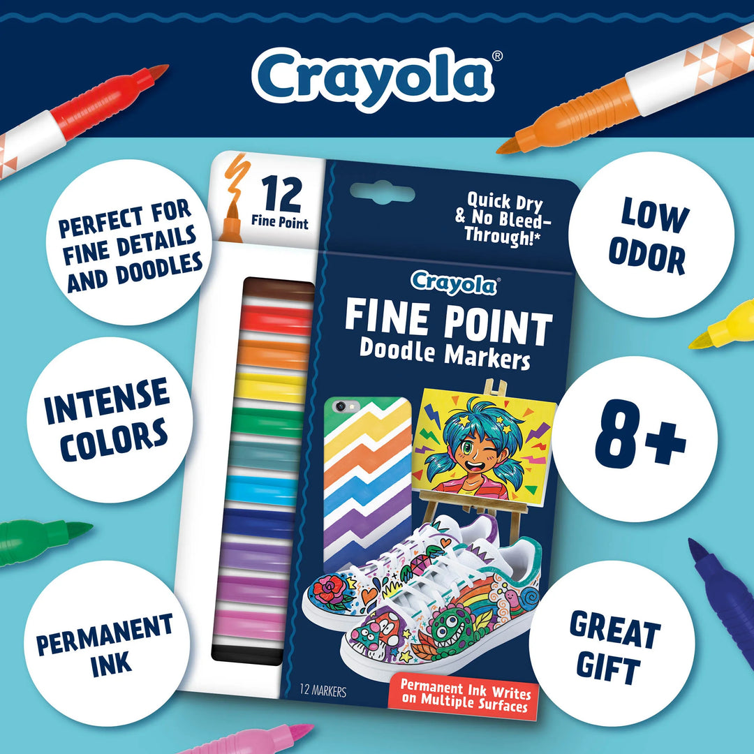Crayola Fine Point Doodle Markers 12 Count