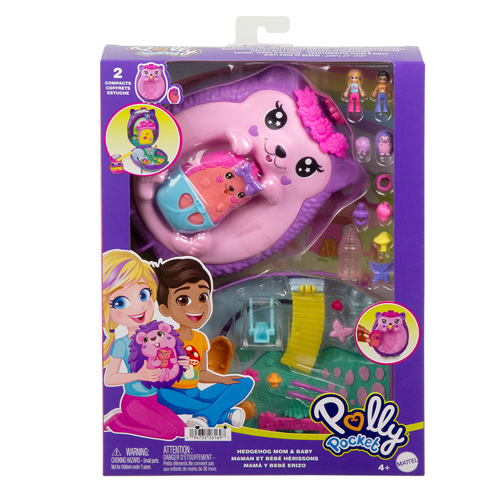 Polly Pocket Hedgehog Mom & Baby 2-in-1 Purse Playset