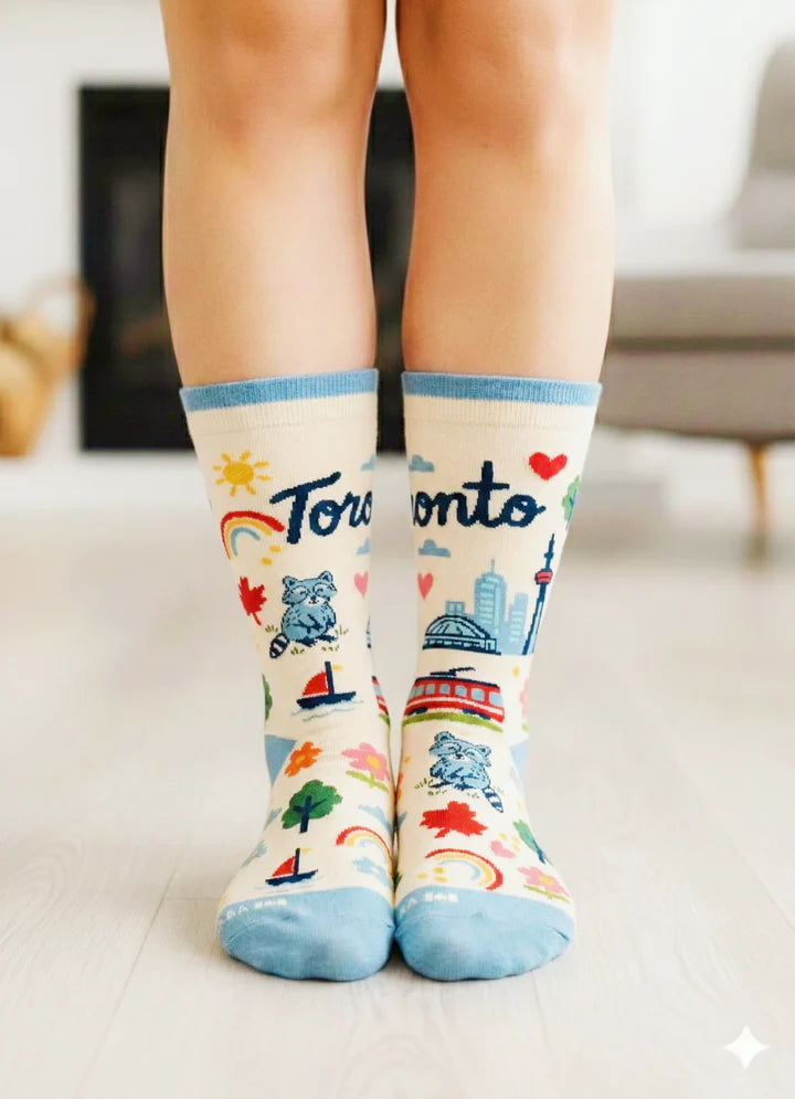 Playful Toronto Skyline Socks Women 6-10
