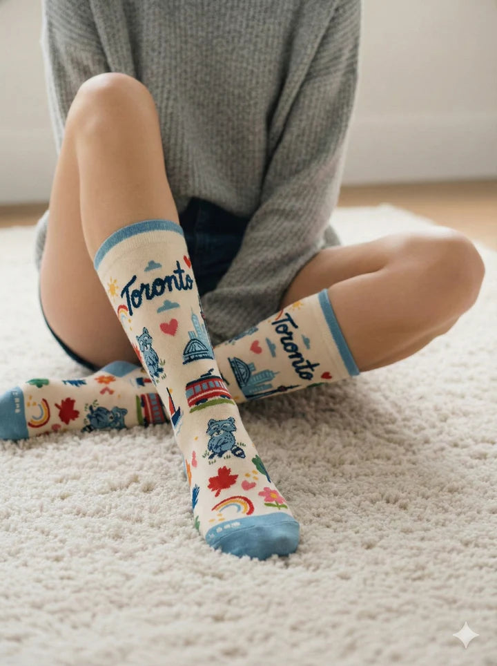 Playful Toronto Skyline Socks Women 6-10