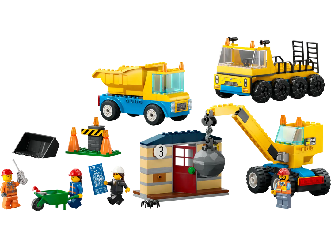 Lego City Construction Trucks and Wrecking Ball Crane