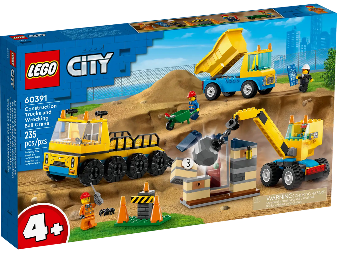 Lego City Construction Trucks and Wrecking Ball Crane