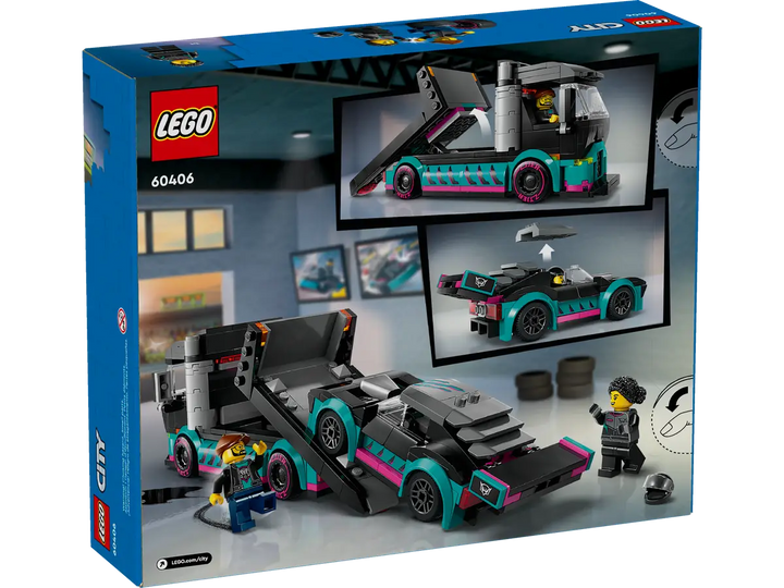 Lego City Race Car and Car Carrier Truck