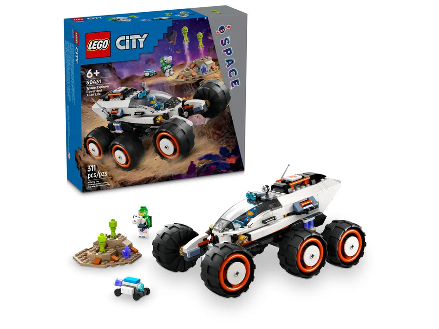 Lego City Space Explorer Rover and Alien life 60431 play set displayed in front of retail packaging 2024