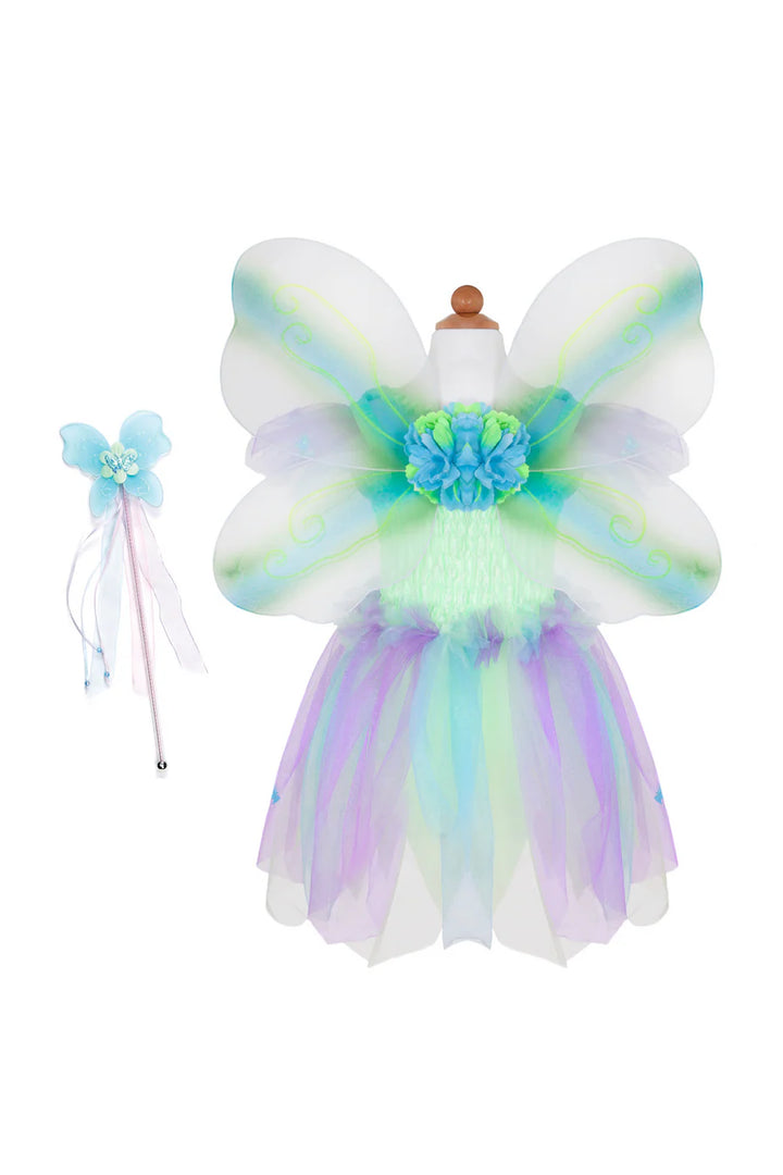 Butterfly Dress & Wings With Wand, Green Multi Size 5-6